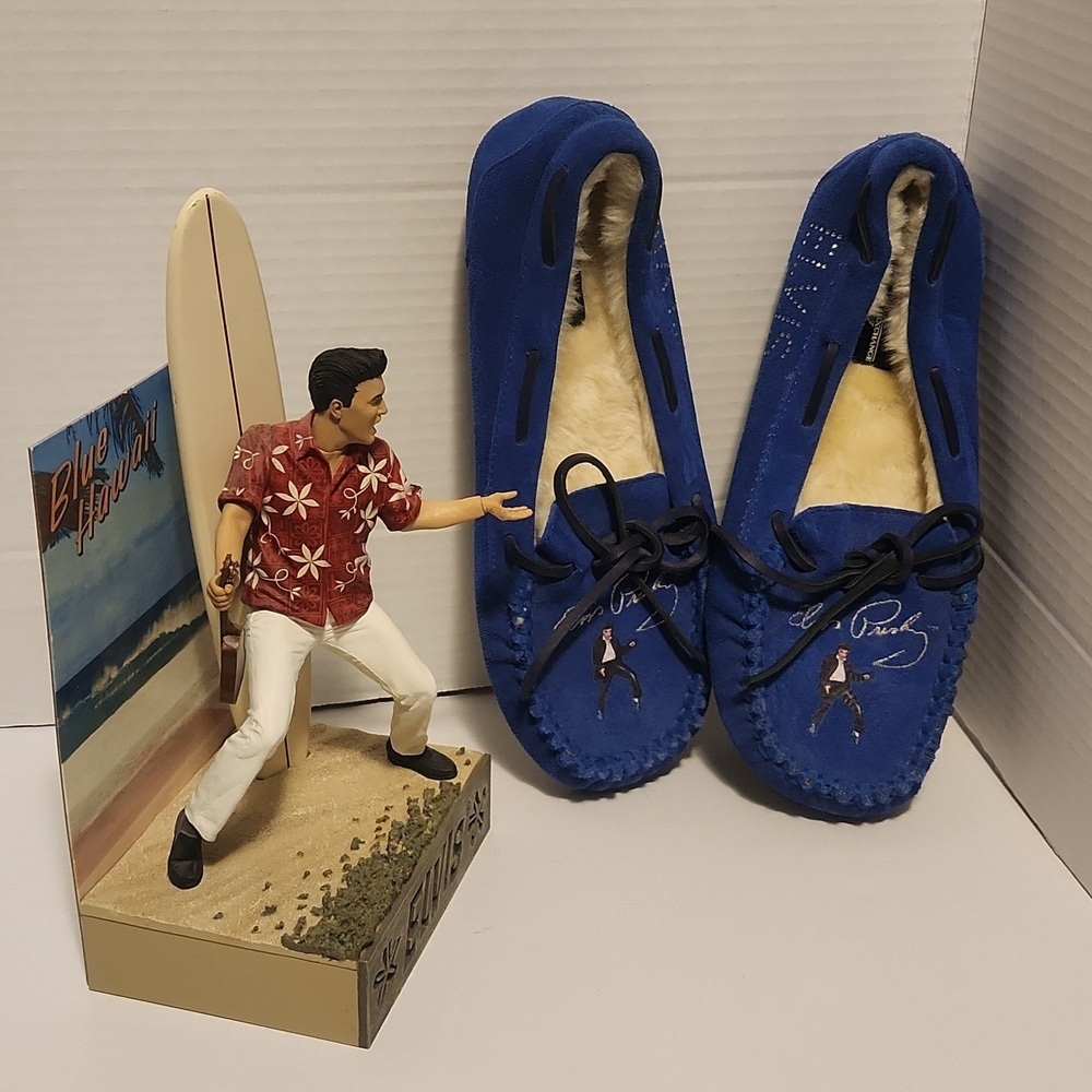 💙 🕺 Bradford Exchange Elvis Presley Dancing Blues Moccasins Blue Suede